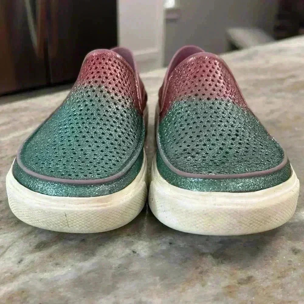 Crocs Girls CitiLane Roka Glitter pink/blue youths slip on shoes size J5 - Picture 9 of 11